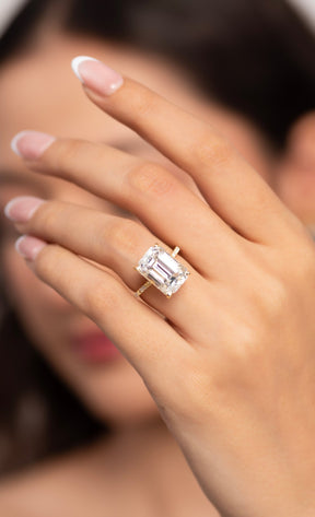 8 Carat Emerald Cut Diamond Engagement Ring - Evara Jewelry LLC