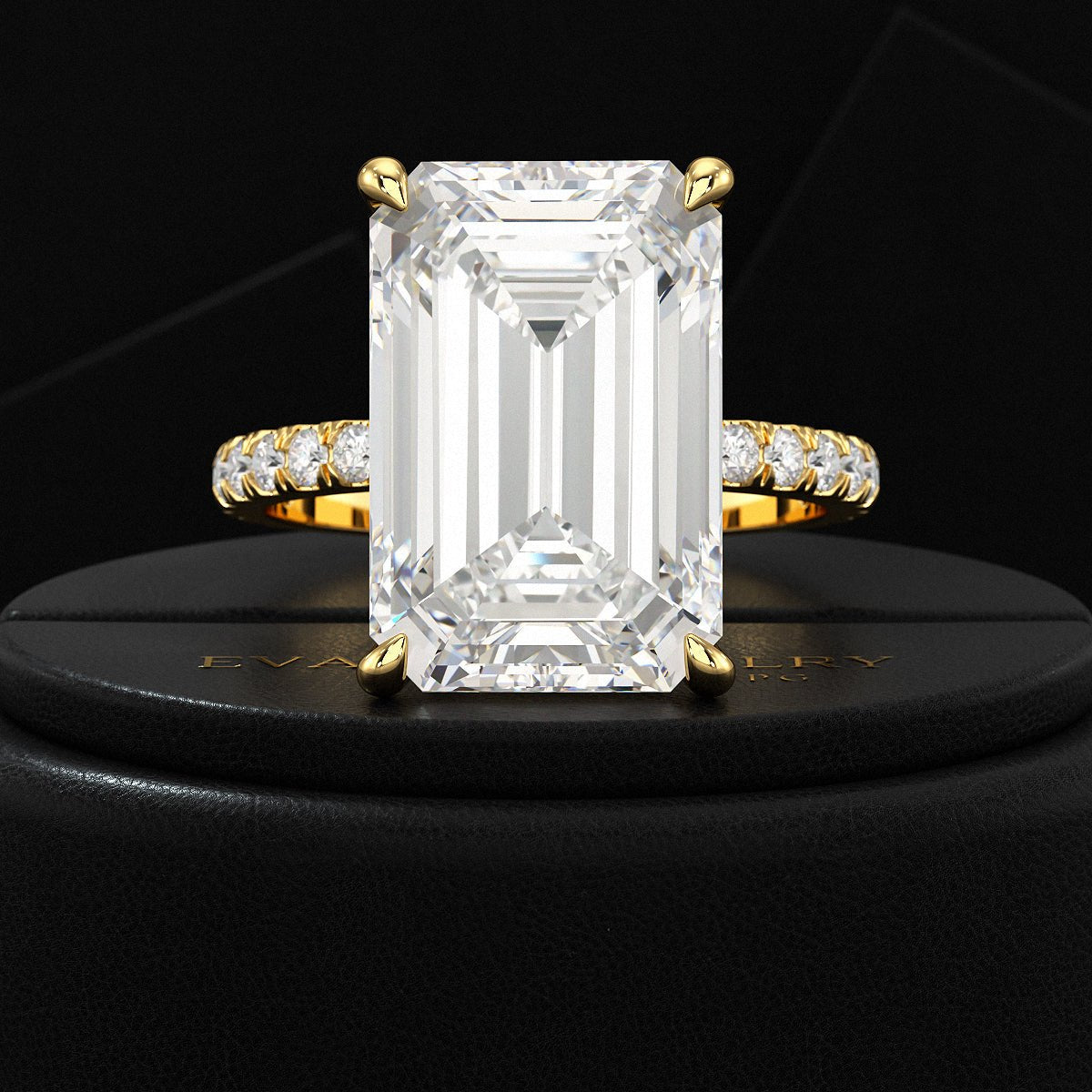 8 Carat Emerald Cut Diamond Engagement Ring - Evara Jewelry LLC