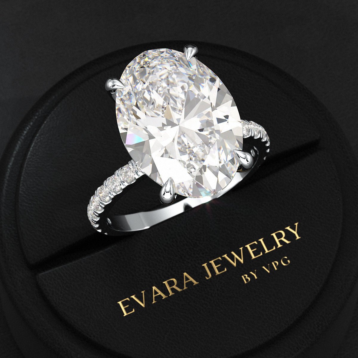 8 Carat Oval Diamond Engagement Ring - Evara Jewelry LLC