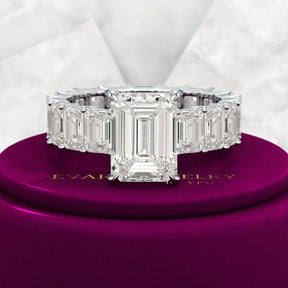 8 TCW Emerald Cut Emerald Diamond Engagement Ring - Evara Jewelry LLC