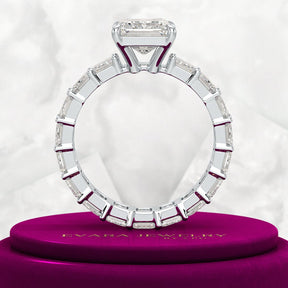 8 TCW Emerald Cut Emerald Diamond Engagement Ring - Evara Jewelry LLC