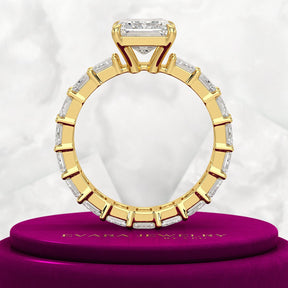 8 TCW Emerald Cut Emerald Diamond Engagement Ring - Evara Jewelry LLC