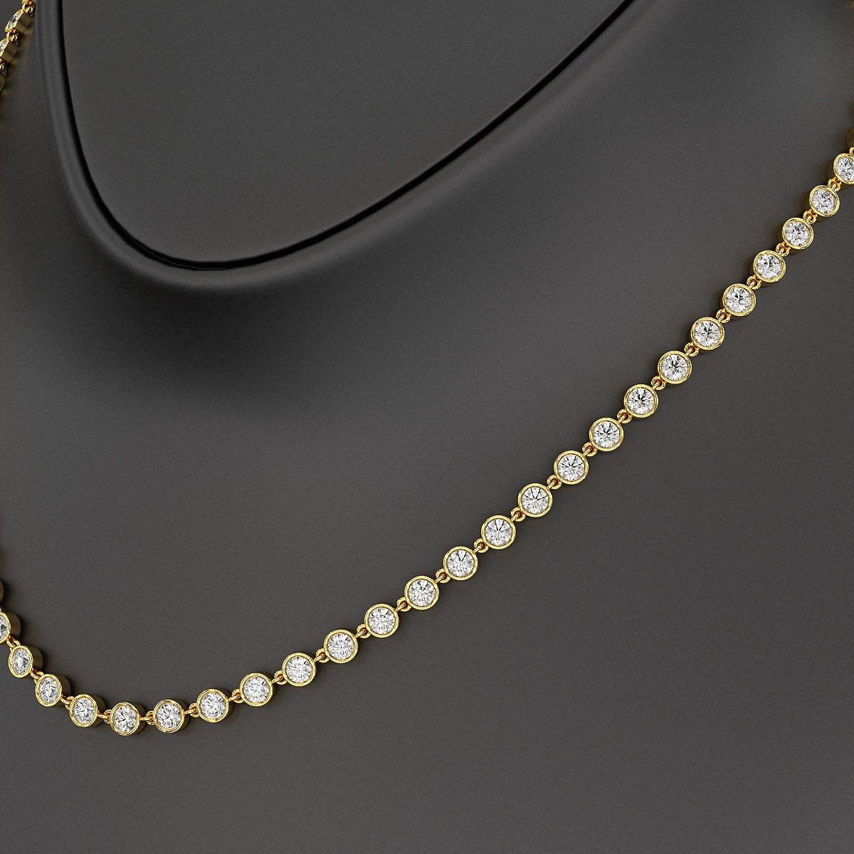 8.24 Carats Bezel Set Round Cut Diamond Choker Necklace - Evara Jewelry LLC