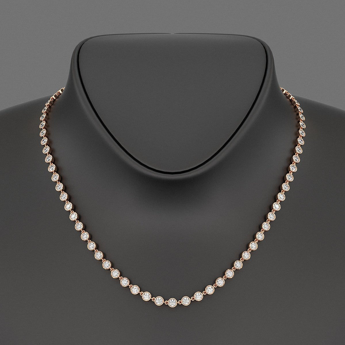 8.24 Carats Bezel Set Round Cut Diamond Choker Necklace - Evara Jewelry LLC