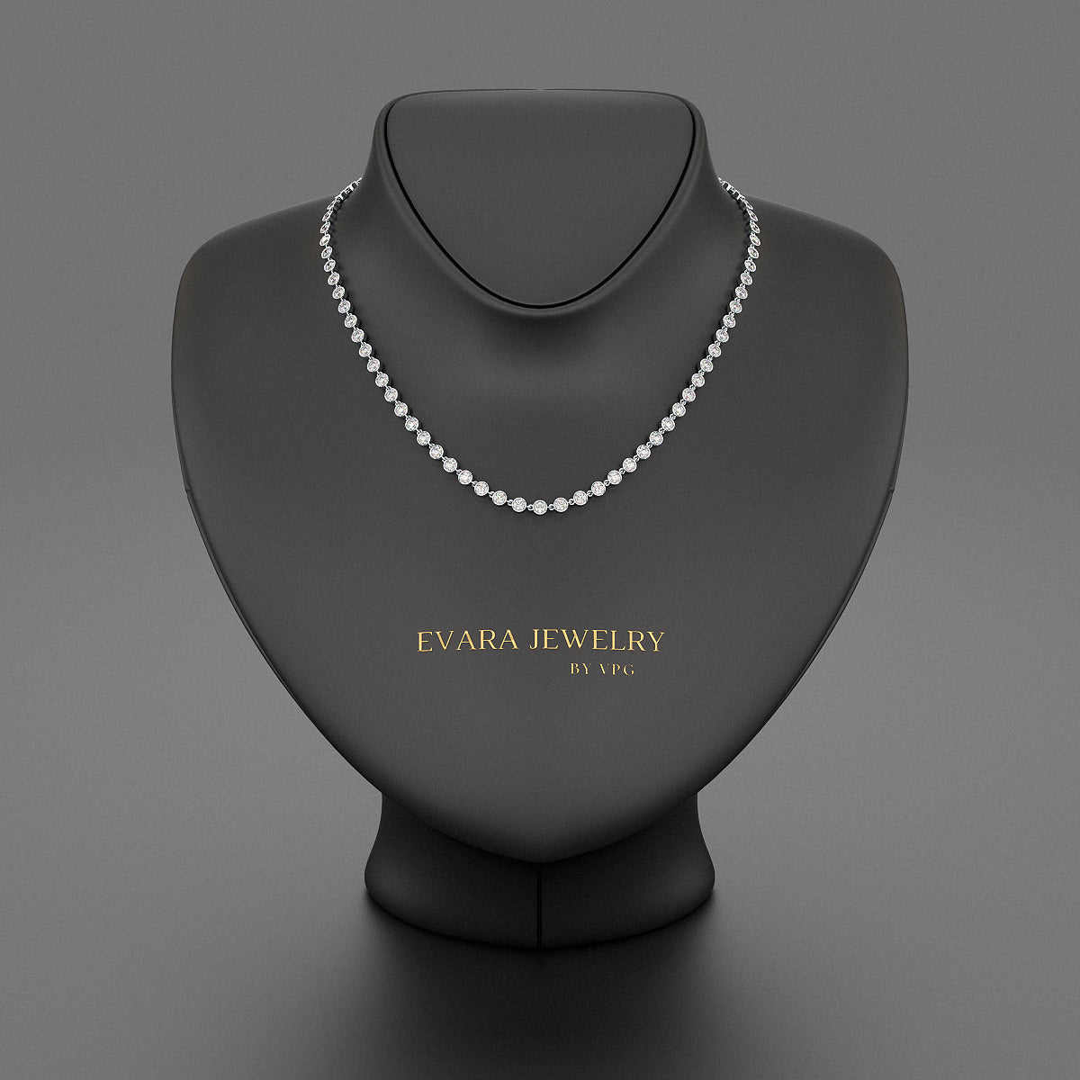 8.24 Carats Bezel Set Round Cut Diamond Choker Necklace - Evara Jewelry LLC