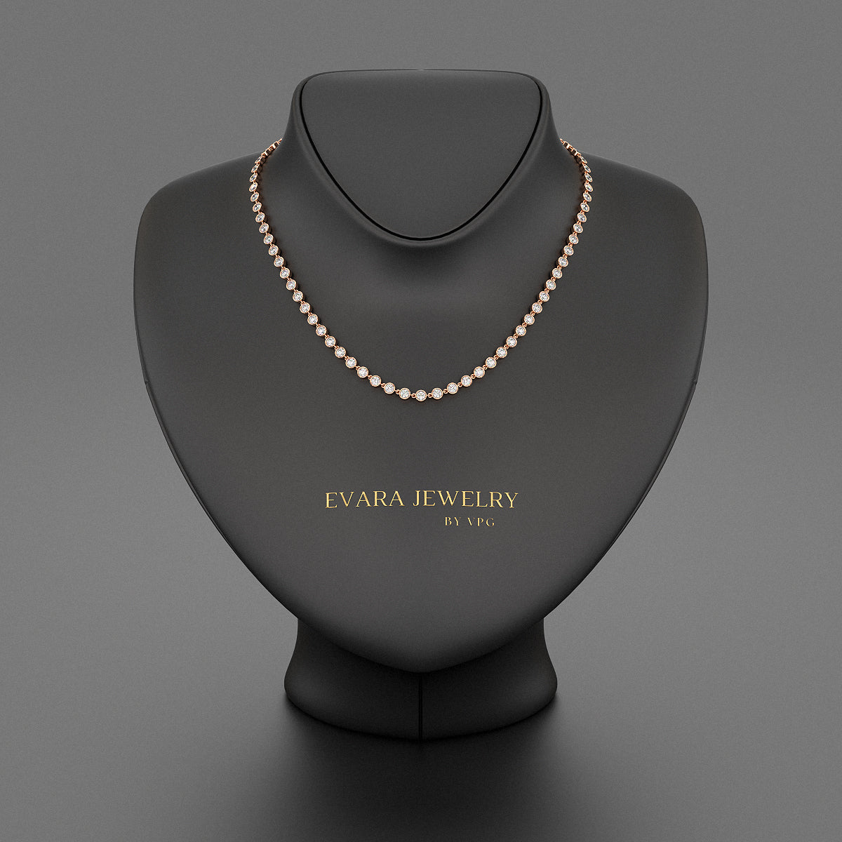 8.24 Carats Bezel Set Round Cut Diamond Choker Necklace - Evara Jewelry LLC