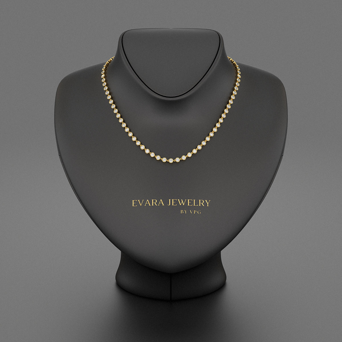 8.24 Carats Bezel Set Round Cut Diamond Choker Necklace - Evara Jewelry LLC