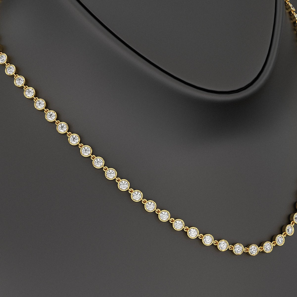 8.24 Carats Bezel Set Round Cut Diamond Choker Necklace - Evara Jewelry LLC