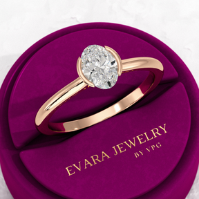 0.70 Carat Oval Cut Diamond Dainty Statement Ring