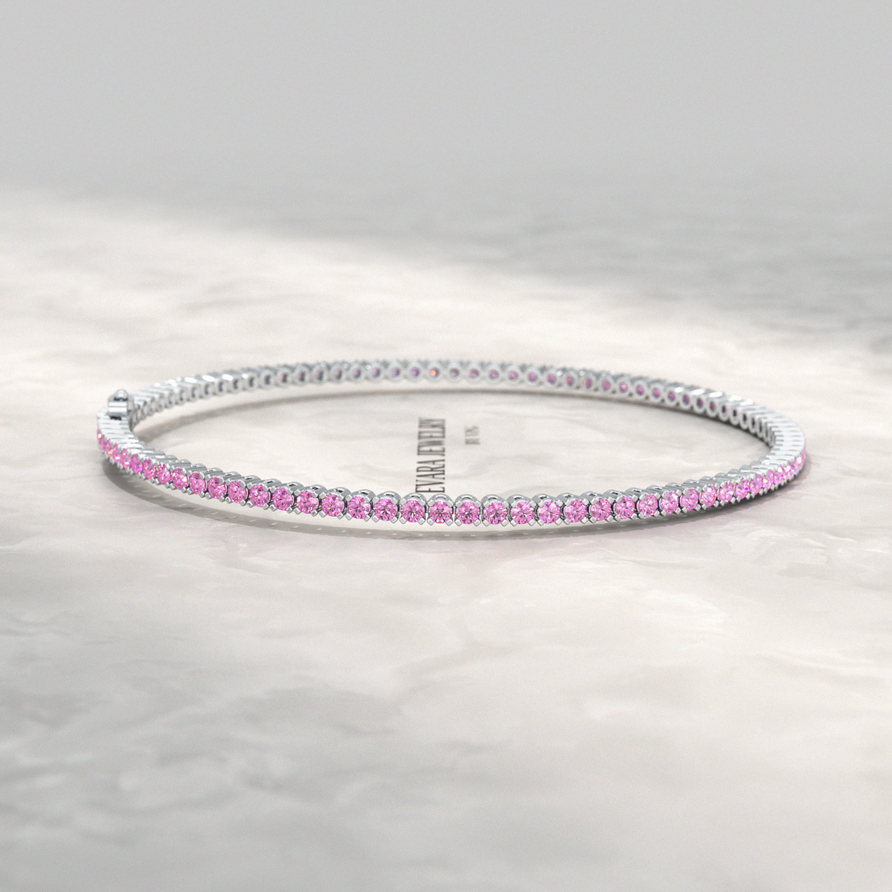 Ombre 3.24 Carats Natural Pink Sapphire Tennis Bracelet in 14K/18K White Gold