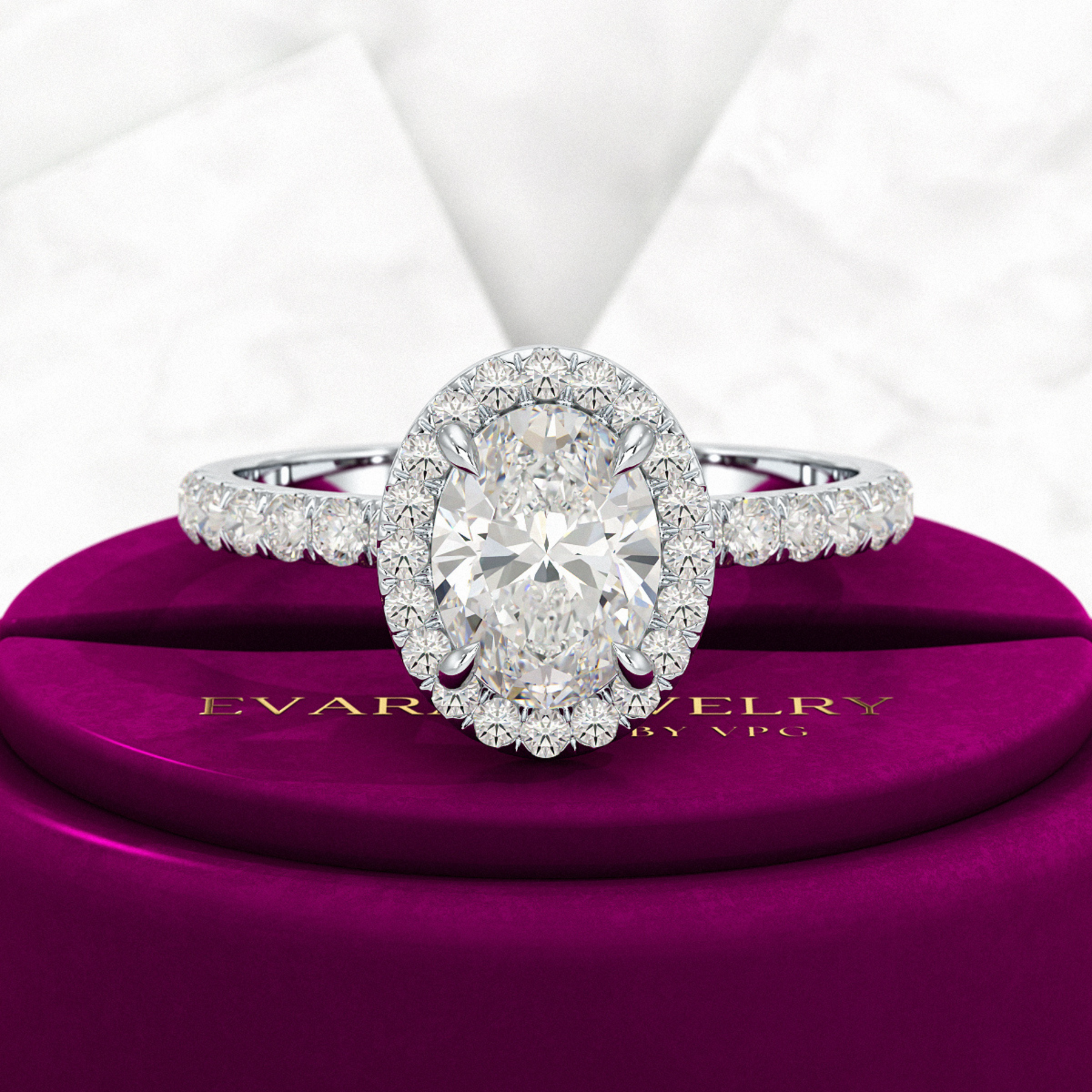 1.25 Carat Oval Cut Halo Diamond Engagement Ring