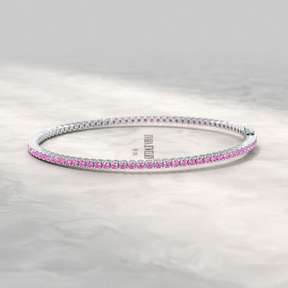 3.21 Carats Natural Pink Sapphire Tennis Bracelet in 14K/18K Yellow Gold