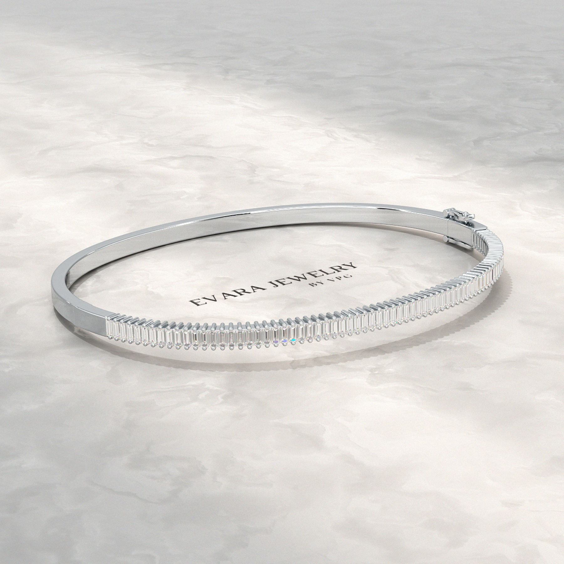 1.35 Carats Diamond Baguette Bangle Bracelet