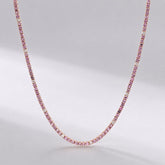 9 Carat Natural Pink Sapphire and Diamond Tennis Choker Necklace in 14K Solid Gold - Evara Jewelry LLC