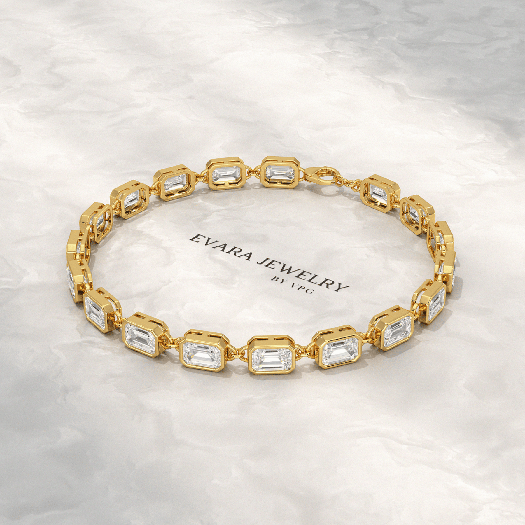 9 Carats East West Emerald Cut Diamond Minimalist Bracelet - Evara Jewelry LLC