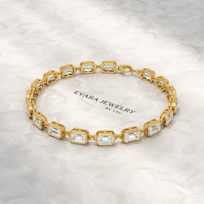 9 Carats East West Emerald Cut Diamond Minimalist Bracelet - Evara Jewelry LLC
