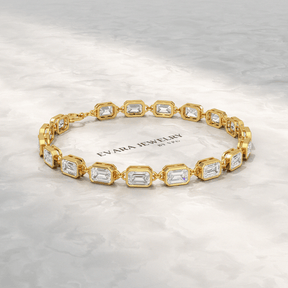 9 Carats East West Emerald Cut Diamond Minimalist Bracelet - Evara Jewelry LLC