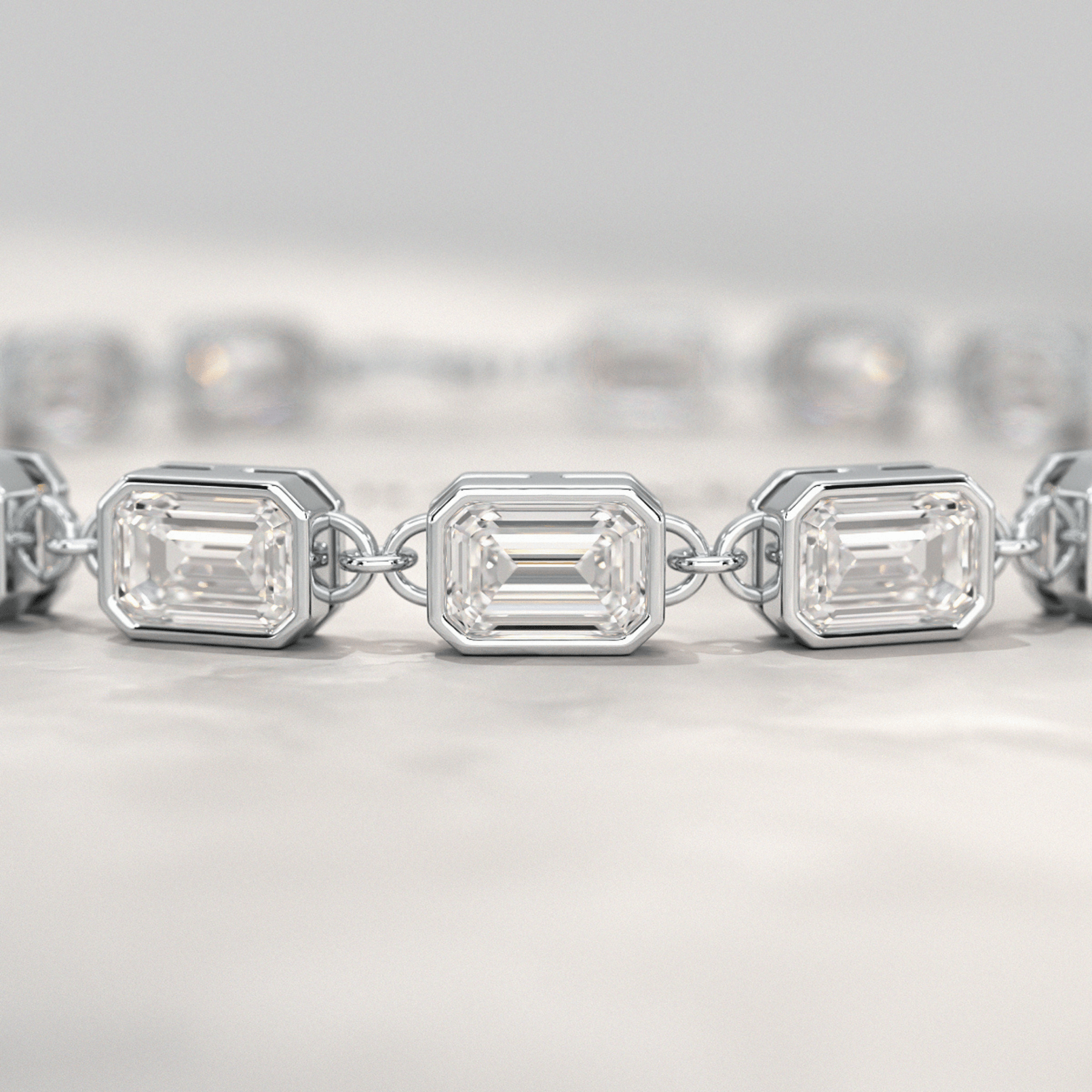 9 Carats East West Emerald Cut Diamond Minimalist Bracelet - Evara Jewelry LLC