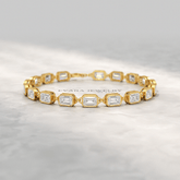 9 Carats East West Emerald Cut Diamond Minimalist Bracelet - Evara Jewelry LLC