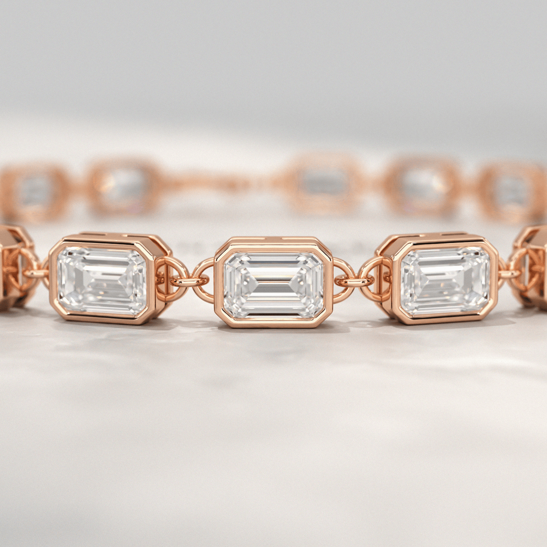 9 Carats East West Emerald Cut Diamond Minimalist Bracelet - Evara Jewelry LLC