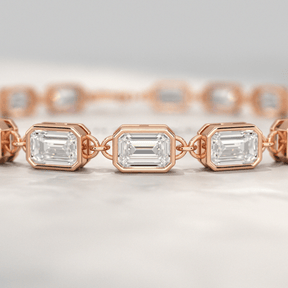 9 Carats East West Emerald Cut Diamond Minimalist Bracelet - Evara Jewelry LLC