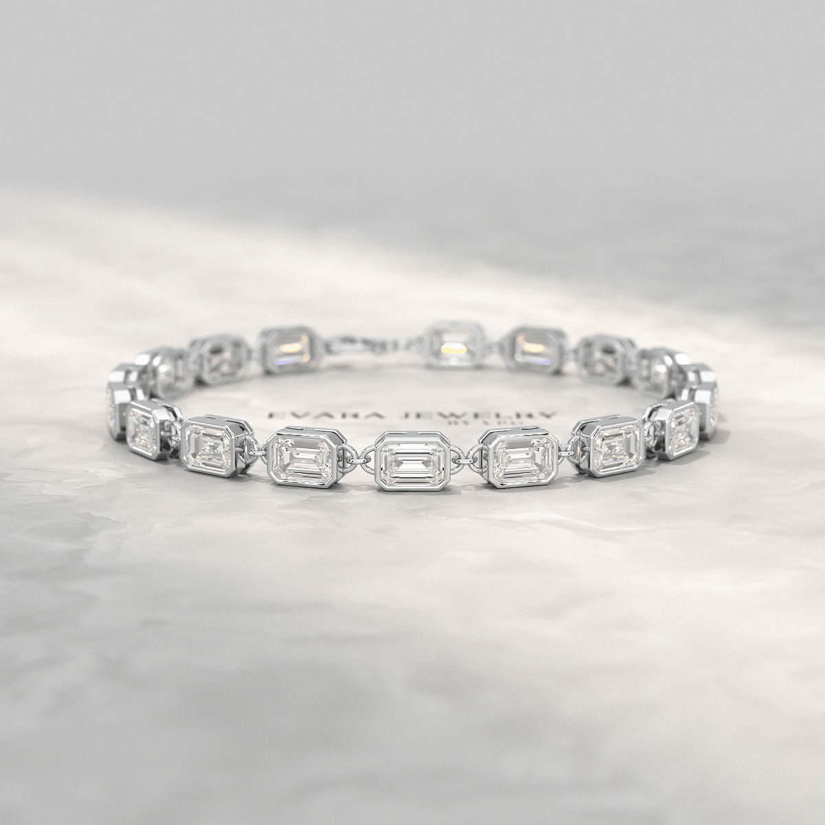 9 Carats East West Emerald Cut Diamond Minimalist Bracelet - Evara Jewelry LLC