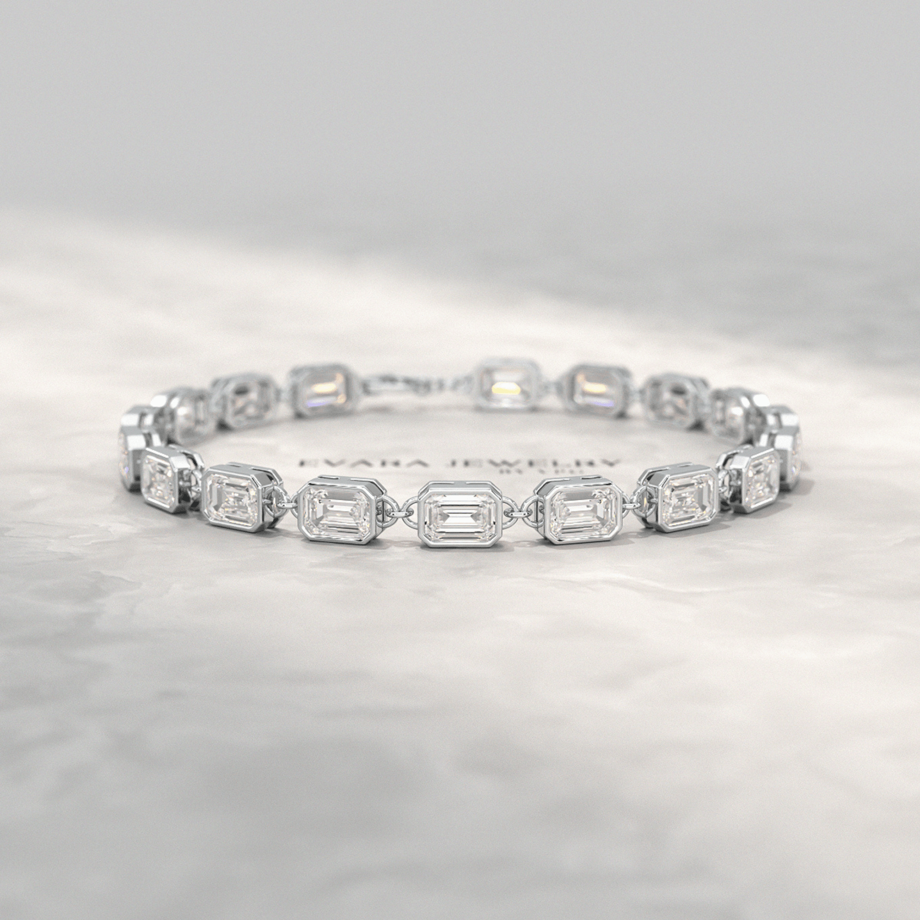 9 Carats East West Emerald Cut Diamond Minimalist Bracelet - Evara Jewelry LLC