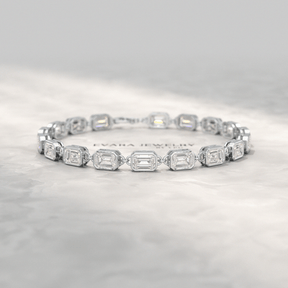 9 Carats East West Emerald Cut Diamond Minimalist Bracelet - Evara Jewelry LLC