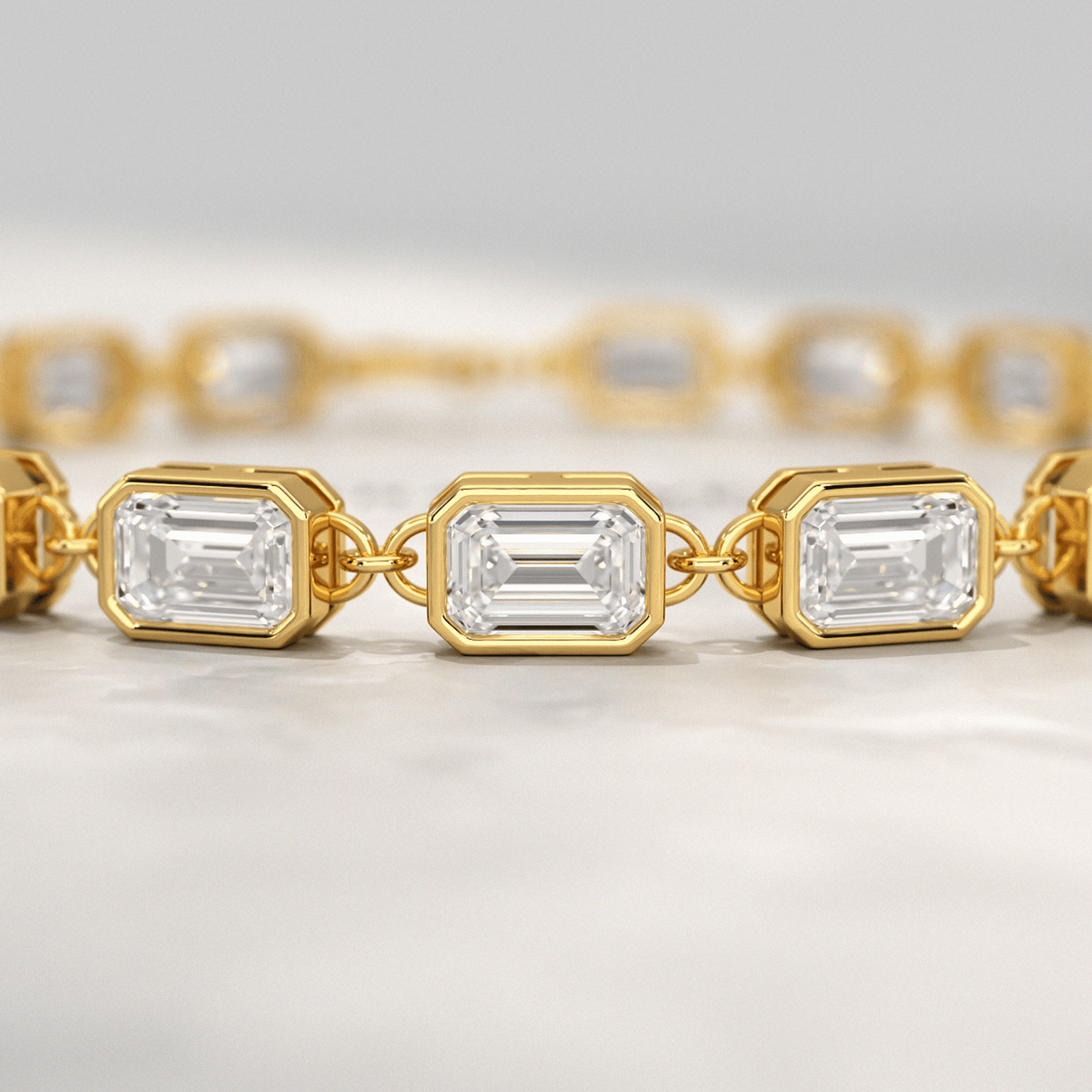 9 Carats East West Emerald Cut Diamond Minimalist Bracelet - Evara Jewelry LLC