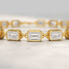 9 Carats East West Emerald Cut Diamond Minimalist Bracelet - Evara Jewelry LLC