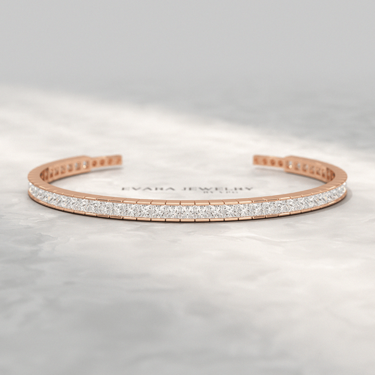 9 Carats Princess Cut Lab Grown Diamond Gold Open Cuff - Evara Jewelry LLC