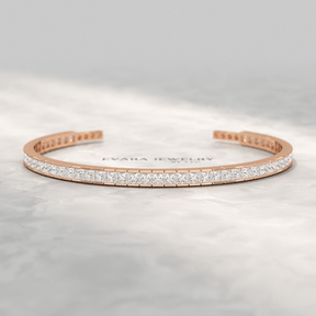 9 Carats Princess Cut Lab Grown Diamond Gold Open Cuff - Evara Jewelry LLC
