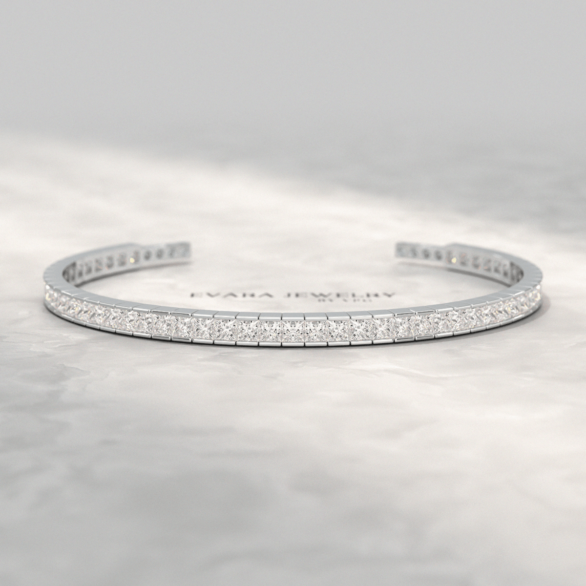 9 Carats Princess Cut Lab Grown Diamond Gold Open Cuff - Evara Jewelry LLC