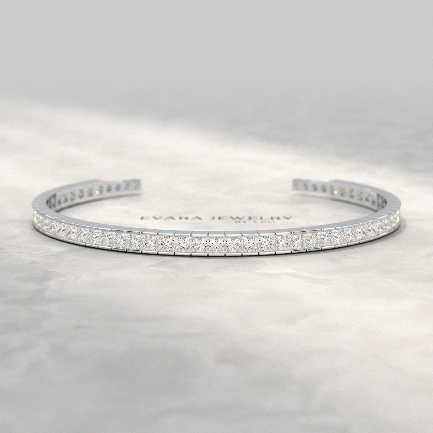 9 Carats Princess Cut Lab Grown Diamond Gold Open Cuff - Evara Jewelry LLC