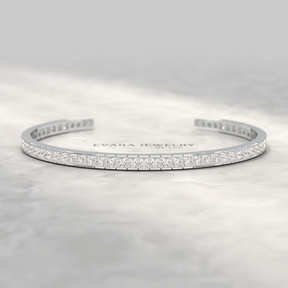 9 Carats Princess Cut Lab Grown Diamond Gold Open Cuff - Evara Jewelry LLC