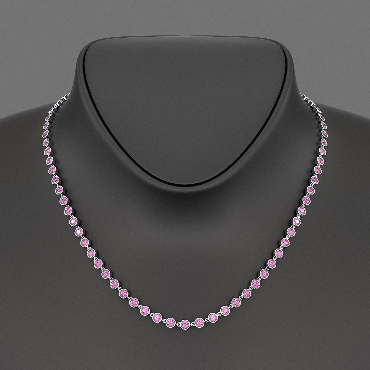 9.14 Carats Natural Pink Sapphire Choker Necklace in 14K Gold - Evara Jewelry LLC