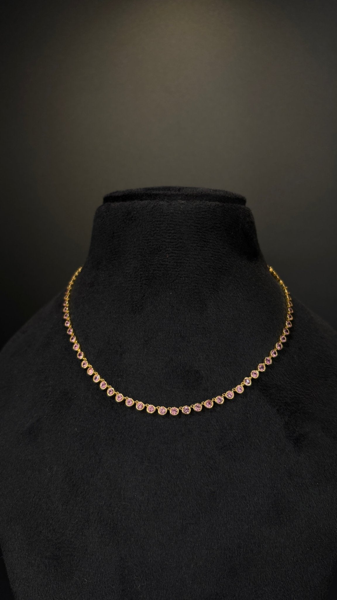 9.14 Carats Natural Pink Sapphire Choker Necklace in 14K Gold - Evara Jewelry LLC