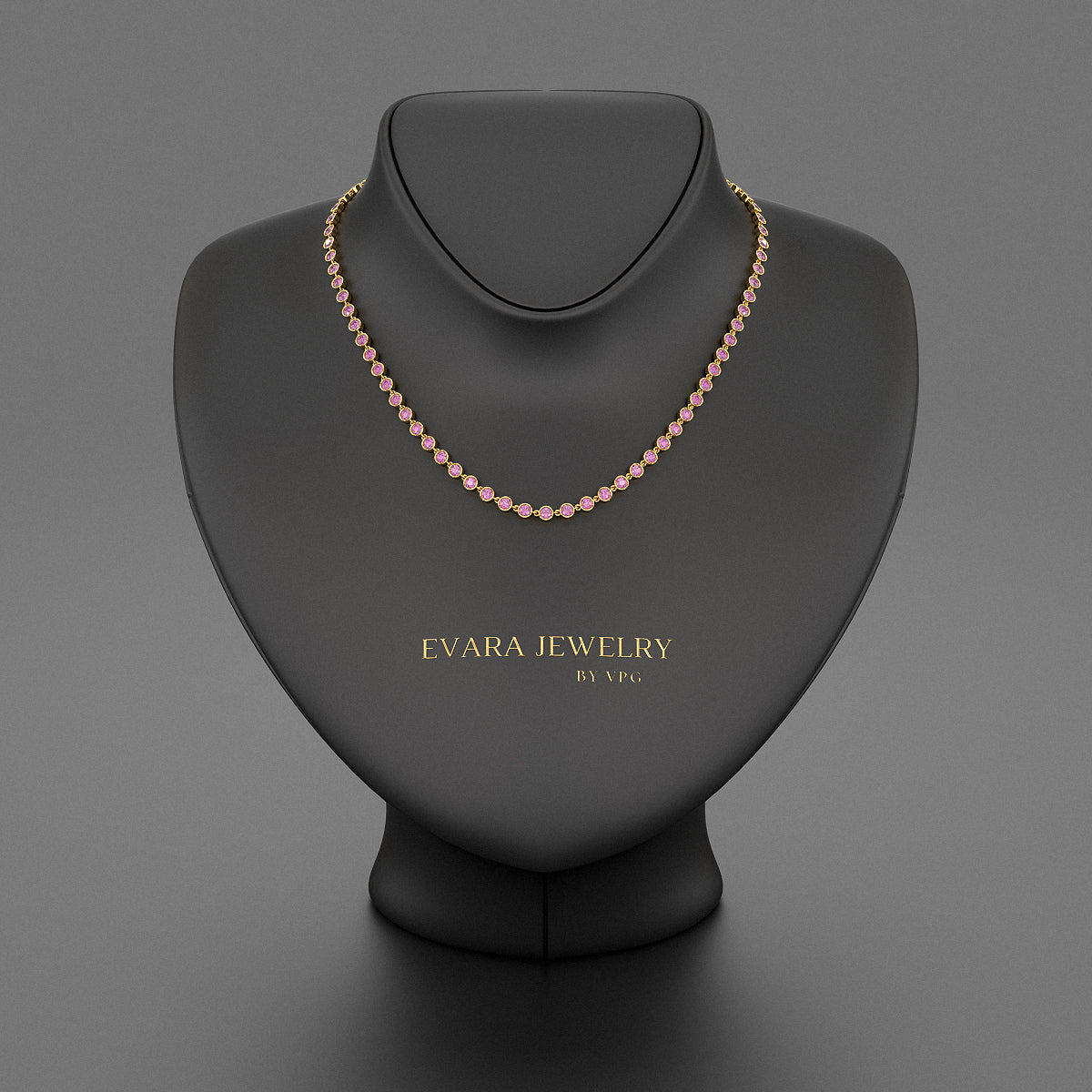 9.14 Carats Natural Pink Sapphire Choker Necklace in 14K Gold - Evara Jewelry LLC