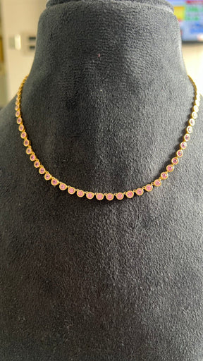 9.14 Carats Natural Pink Sapphire Choker Necklace in 14K Gold - Evara Jewelry LLC