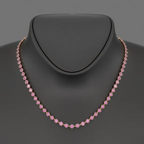 9.14 Carats Natural Pink Sapphire Choker Necklace in 14K Gold - Evara Jewelry LLC