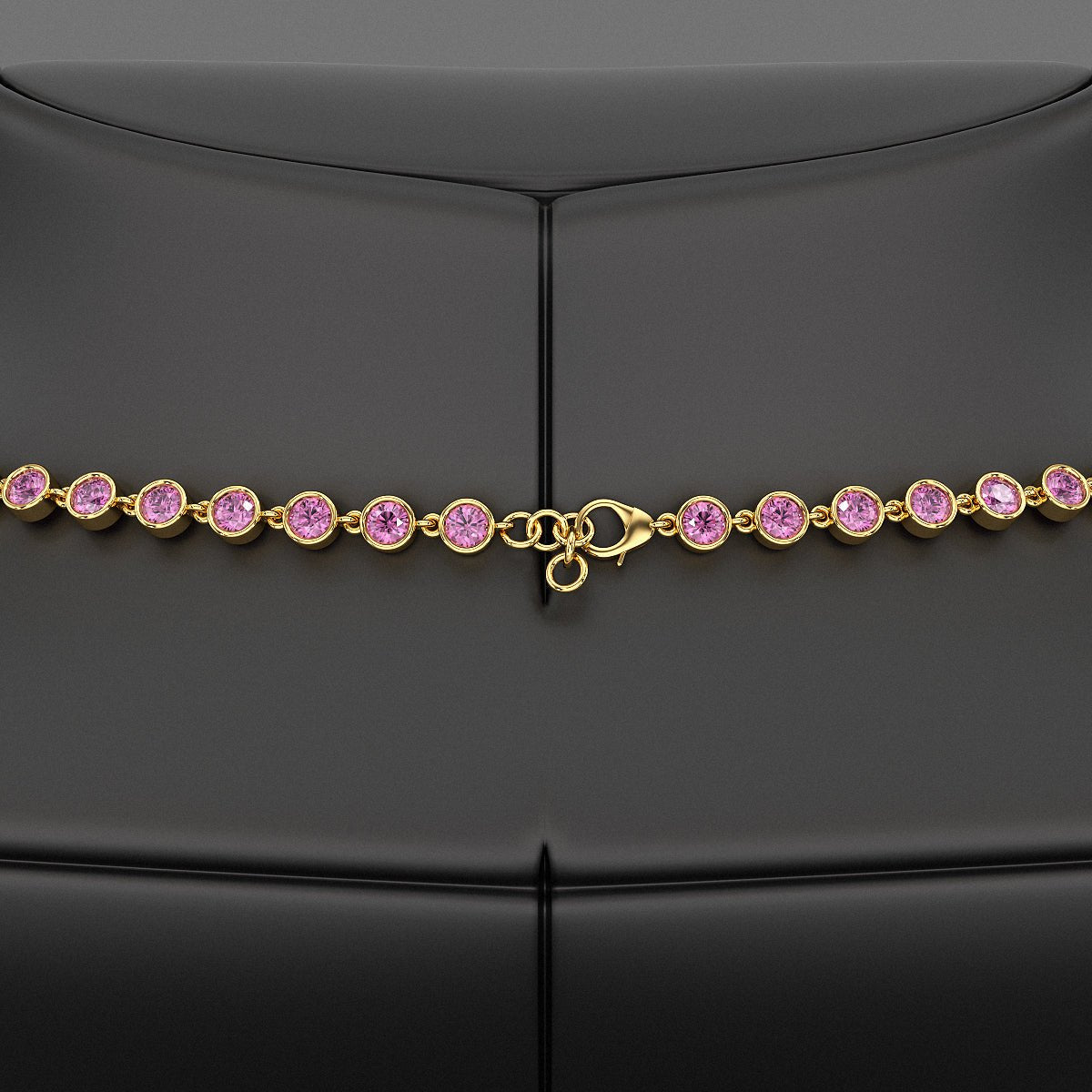 9.14 Carats Natural Pink Sapphire Choker Necklace in 14K Gold - Evara Jewelry LLC