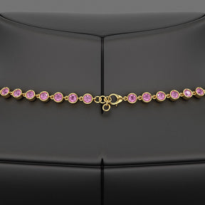 9.14 Carats Natural Pink Sapphire Choker Necklace in 14K Gold - Evara Jewelry LLC