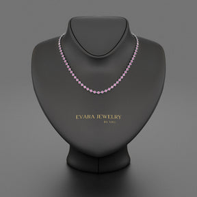 9.14 Carats Natural Pink Sapphire Choker Necklace in 14K Gold - Evara Jewelry LLC