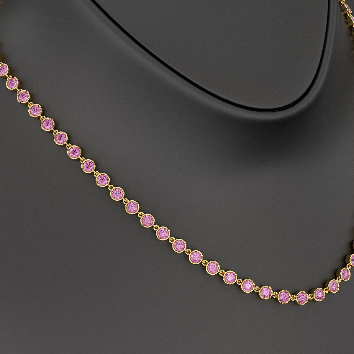 9.14 Carats Natural Pink Sapphire Choker Necklace in 14K Gold - Evara Jewelry LLC