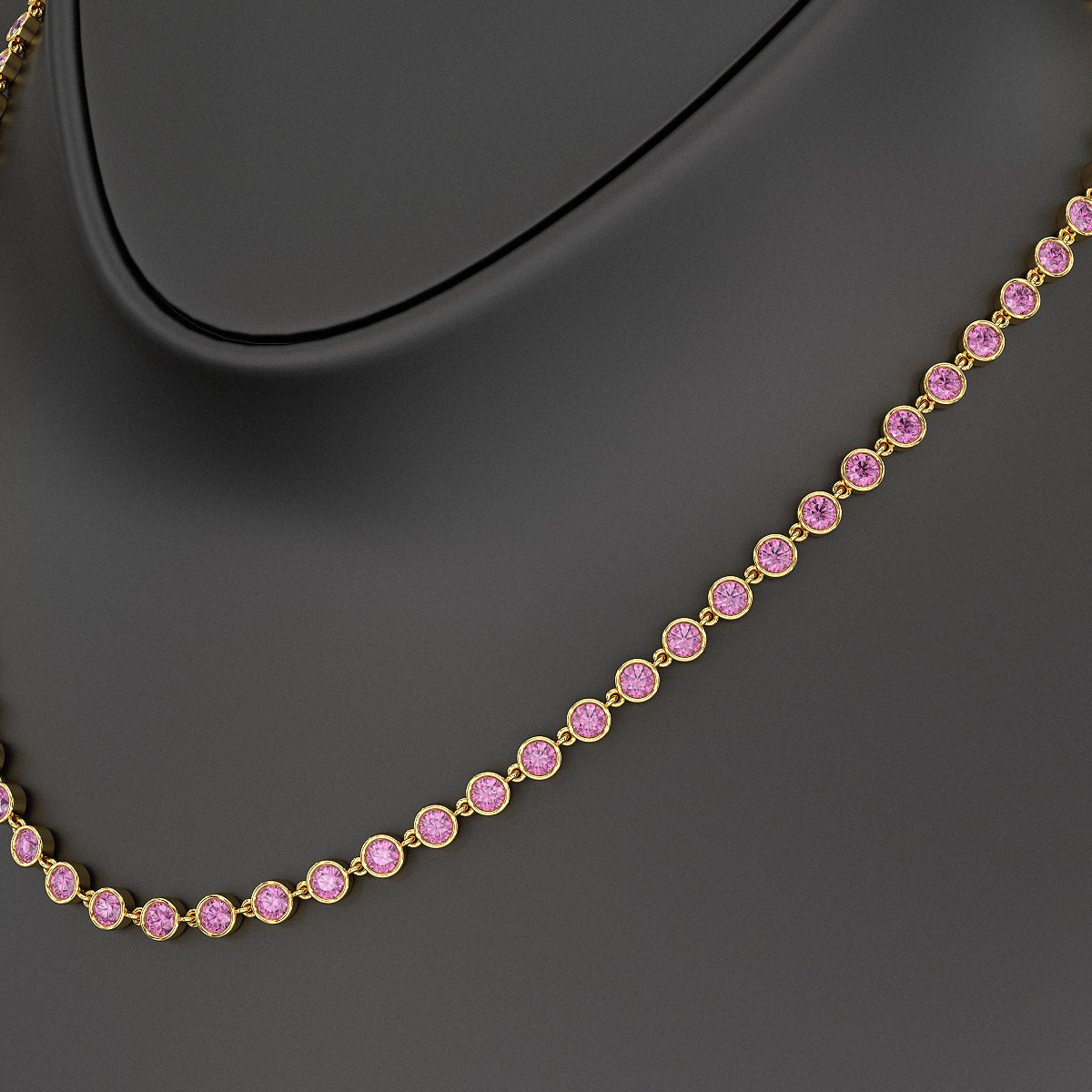 9.14 Carats Natural Pink Sapphire Choker Necklace in 14K Gold - Evara Jewelry LLC
