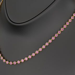 9.14 Carats Natural Pink Sapphire Choker Necklace in 14K Gold - Evara Jewelry LLC