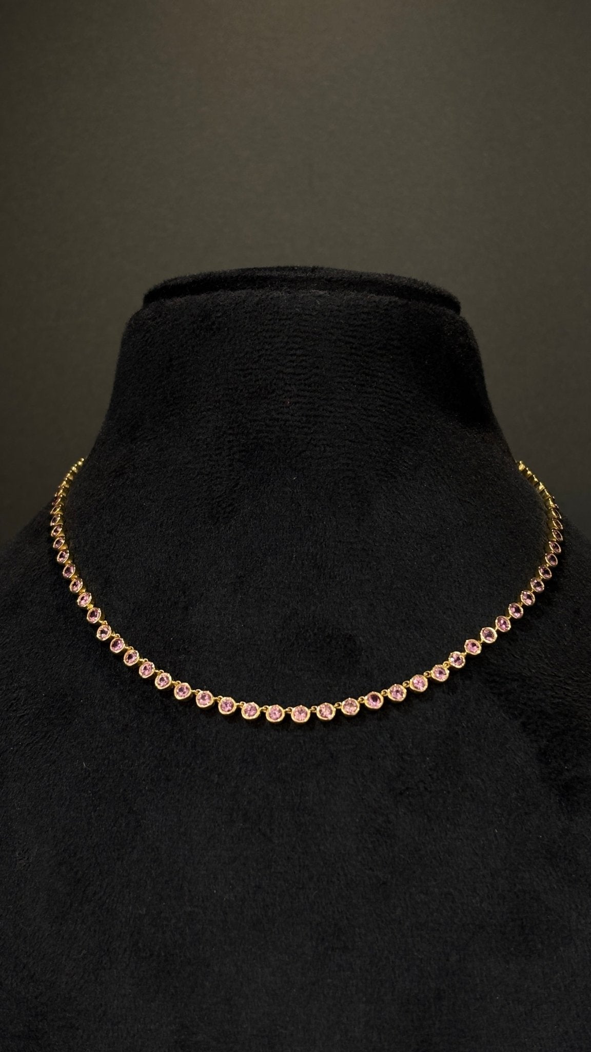 9.14 Carats Natural Pink Sapphire Choker Necklace in 14K Gold - Evara Jewelry LLC