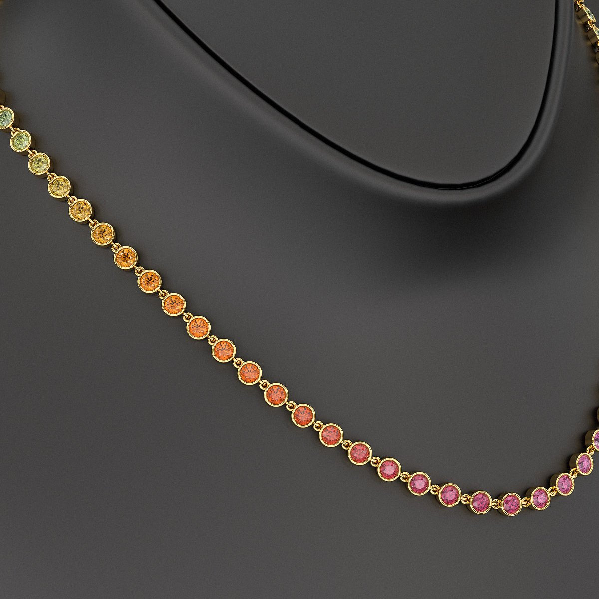 9.20 Carats Natural Rainbow Sapphire Necklace in 14K Gold - Evara Jewelry LLC