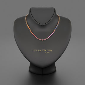 9.20 Carats Natural Rainbow Sapphire Necklace in 14K Gold - Evara Jewelry LLC