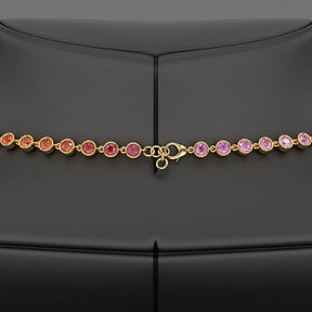 9.20 Carats Natural Rainbow Sapphire Necklace in 14K Gold - Evara Jewelry LLC